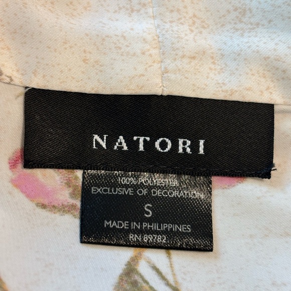 Natori Charmeuse Floral Print Kimono Wrap Robe Size Small - Picture 8 of 13